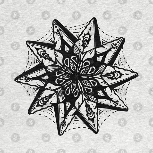 Star Tangles 1 Black - An Aussie Tangle by Heather Holland - See Description Notes for Colour Options. by Heatherian